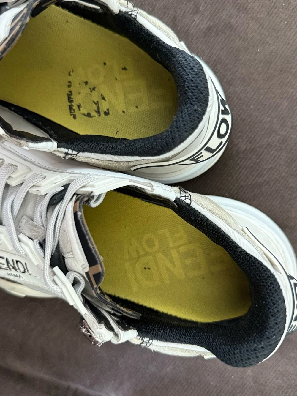 Fendi Cream and Black Logo Low-Top Sneakers